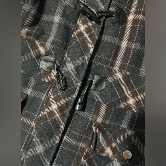 Inked & Faded Women’s Plaid Wool Heavy Coat Size XL Gray Brown Beige Winter Warm - Picture 7 of 12